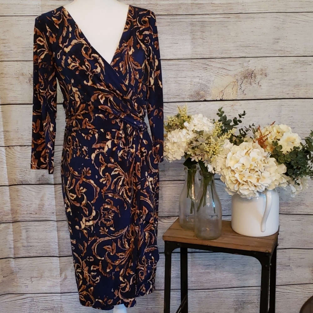 Faux Wrap Dress by Chaps Ralp Lauren, Size Medium